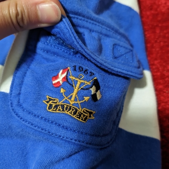 Ralph Lauren Jeans Blue Striped V-Neck Sweatshirt - Picture 3 of 6